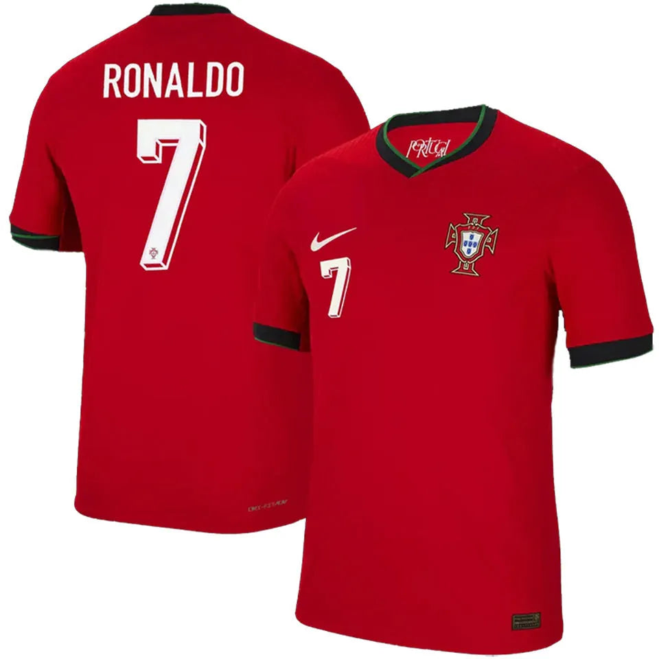 2024/25 Portugal Home Red Fans Long Sleeve Jersey Detail 1
