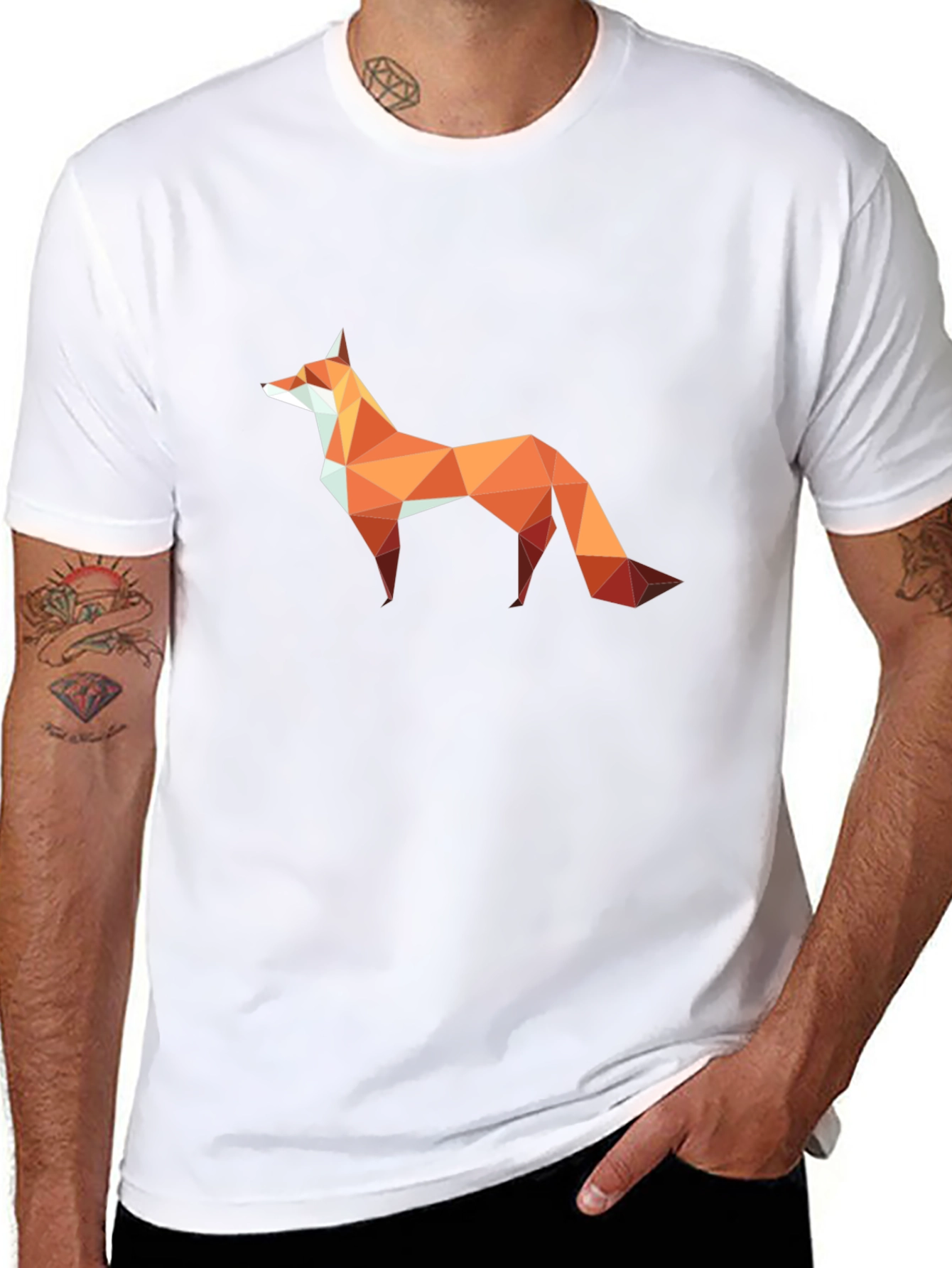 Geometric Fox Graphic Tee - Modern Abstract Style