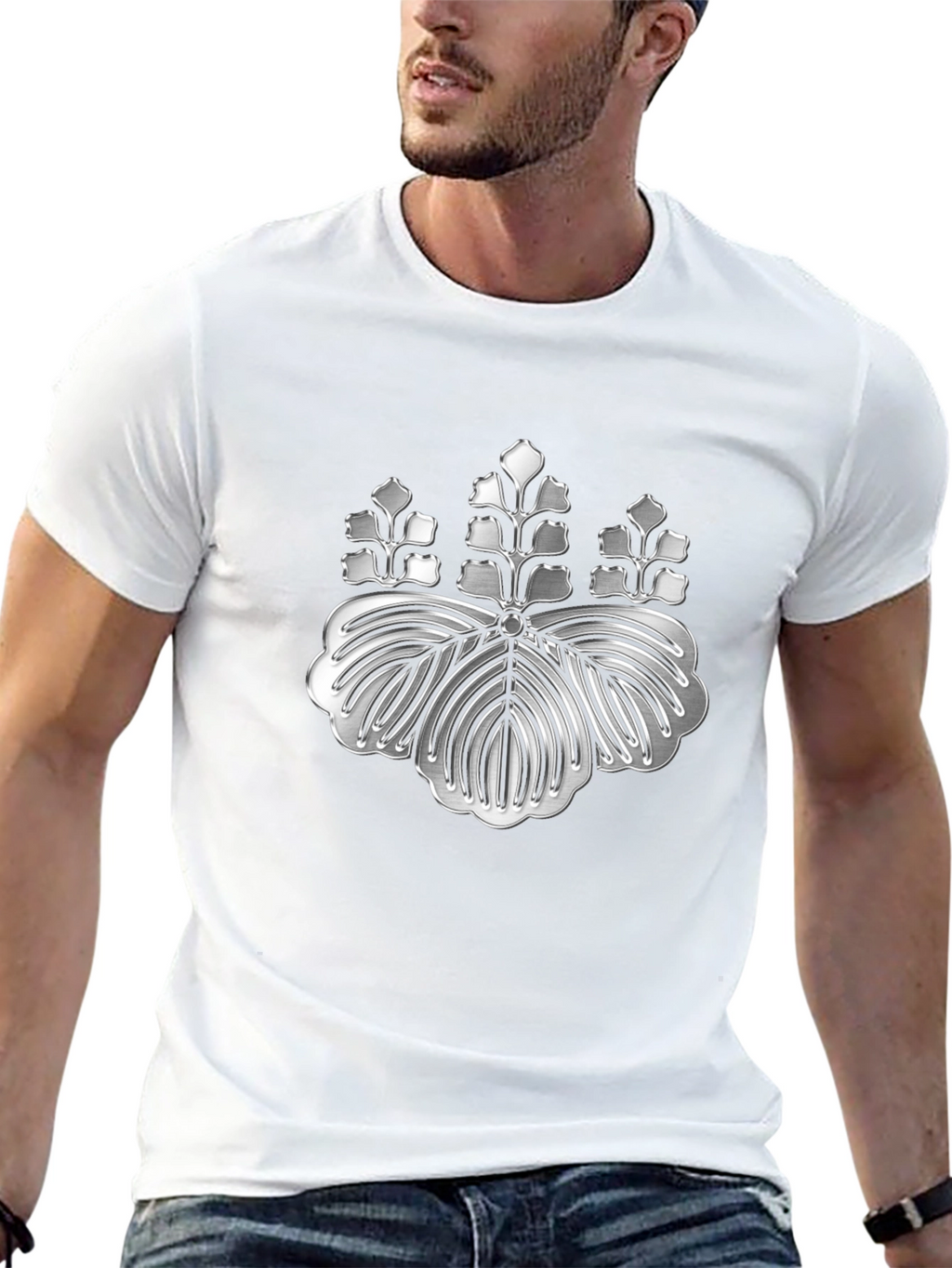 Embossed Japanese Crest Graphic Tee - Stylish Comfort