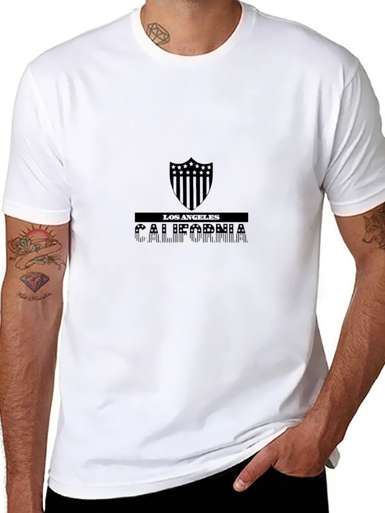 Los Angeles California Shield Graphic Tee - Black