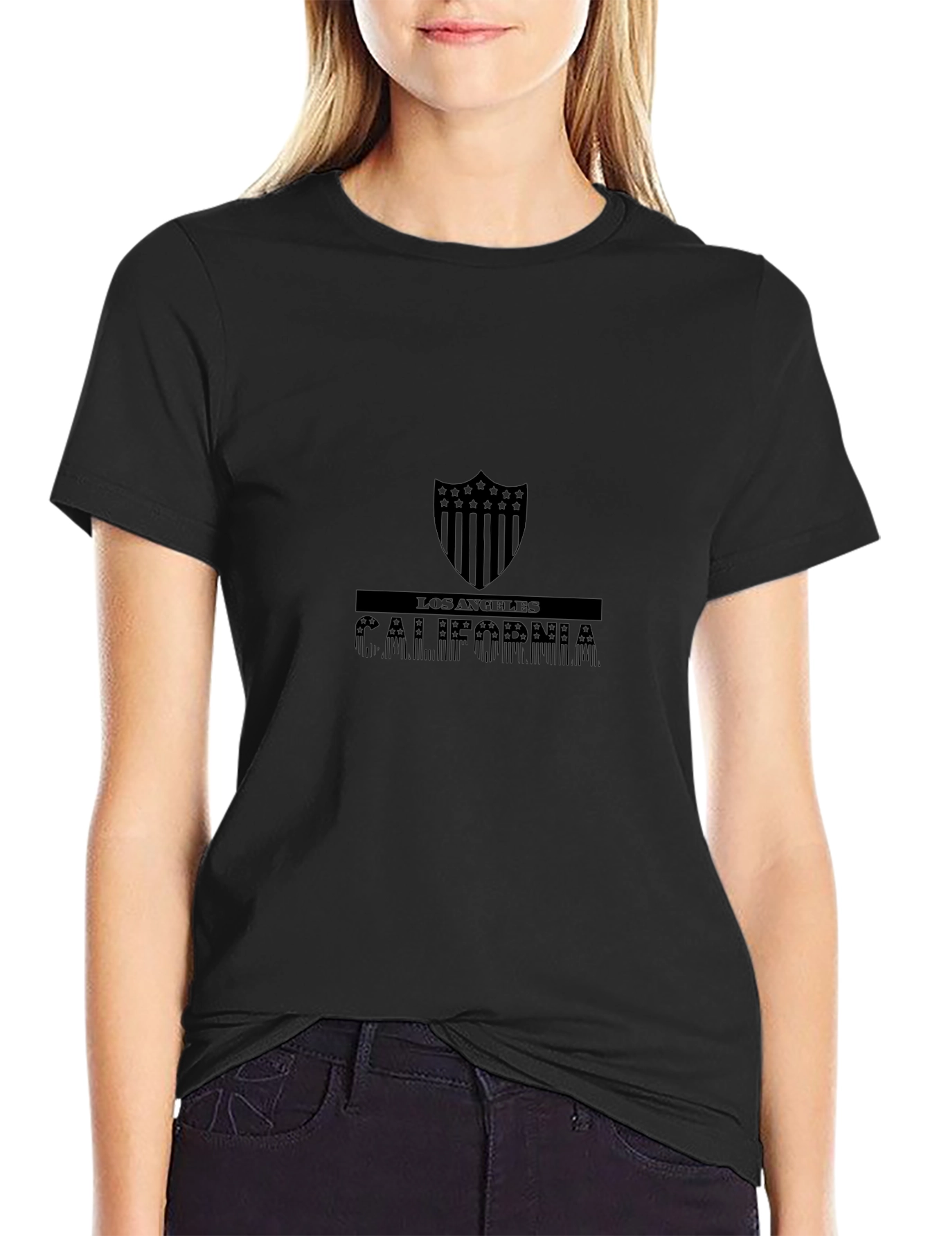 Los Angeles California Shield Graphic Tee - Black