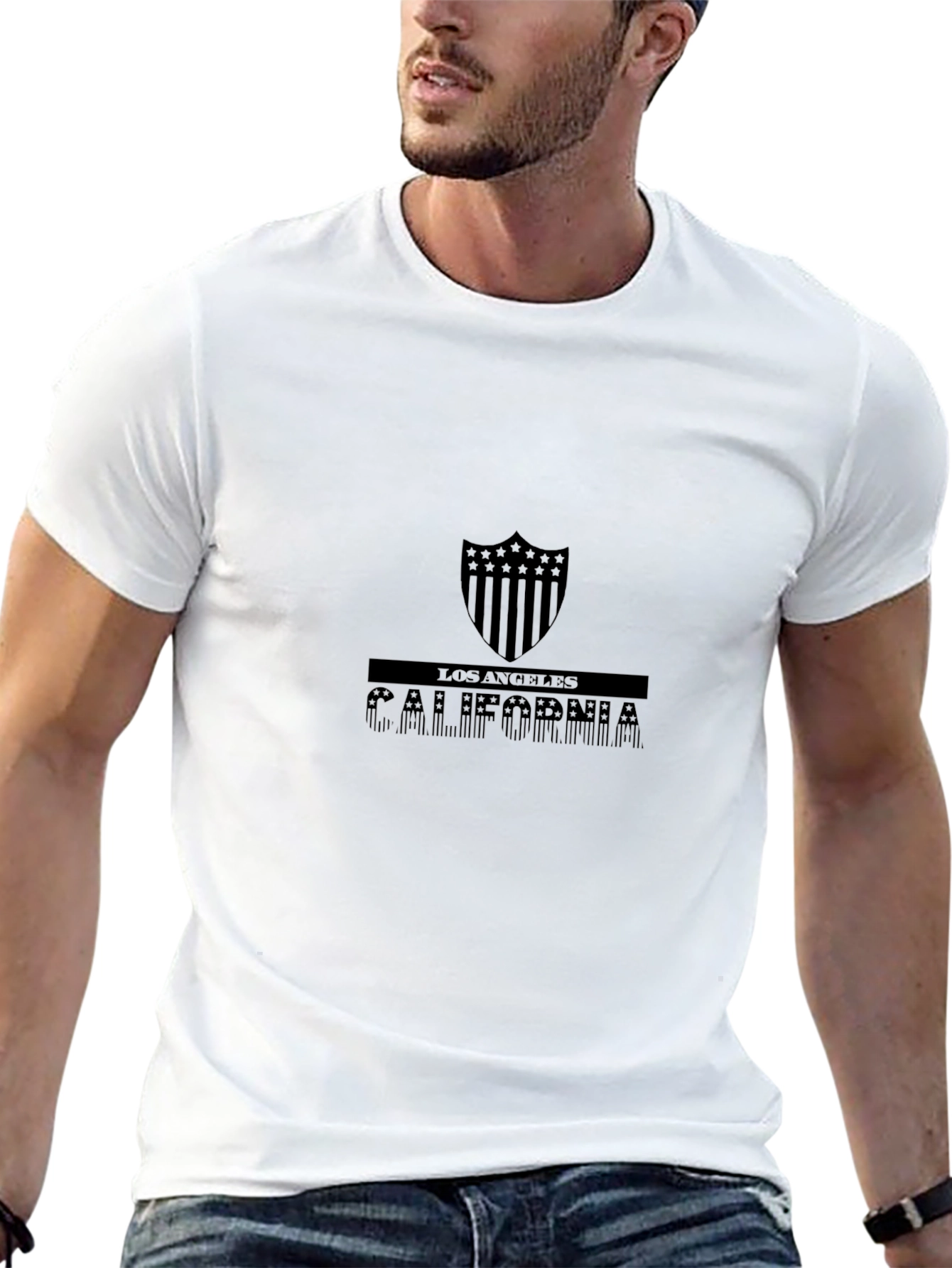 Los Angeles California Shield Graphic Tee - Black