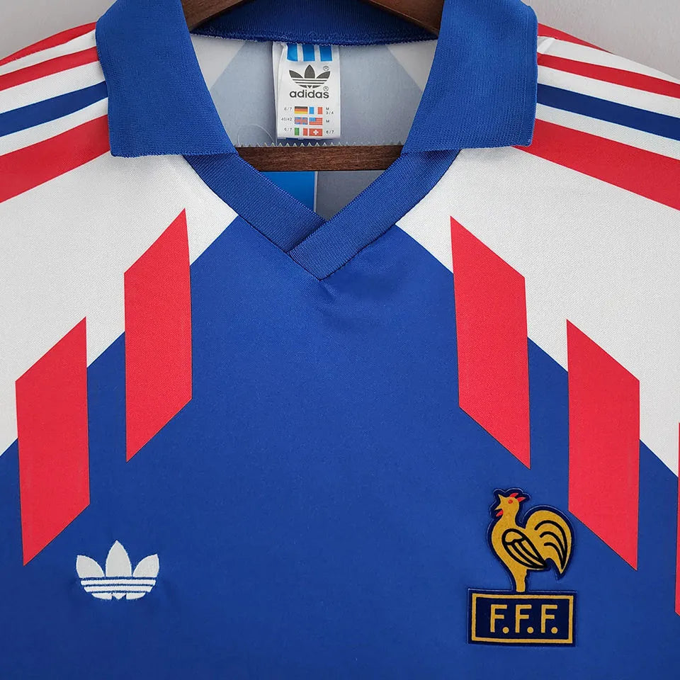 1988/90 France Home Retro Soccer Jersey Detail 1