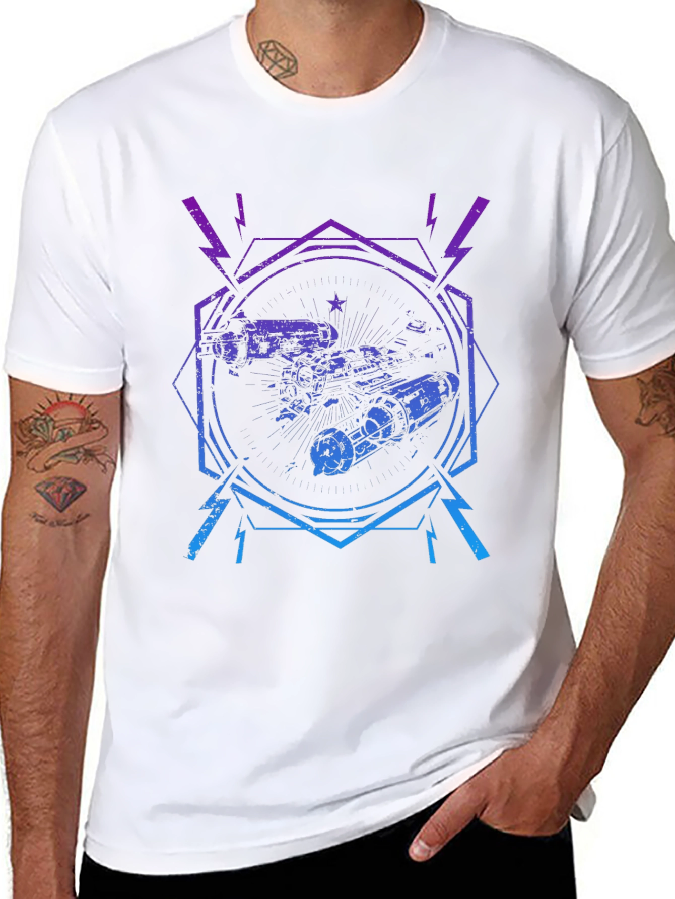 Retro Spacecraft Graphic Tee - Black