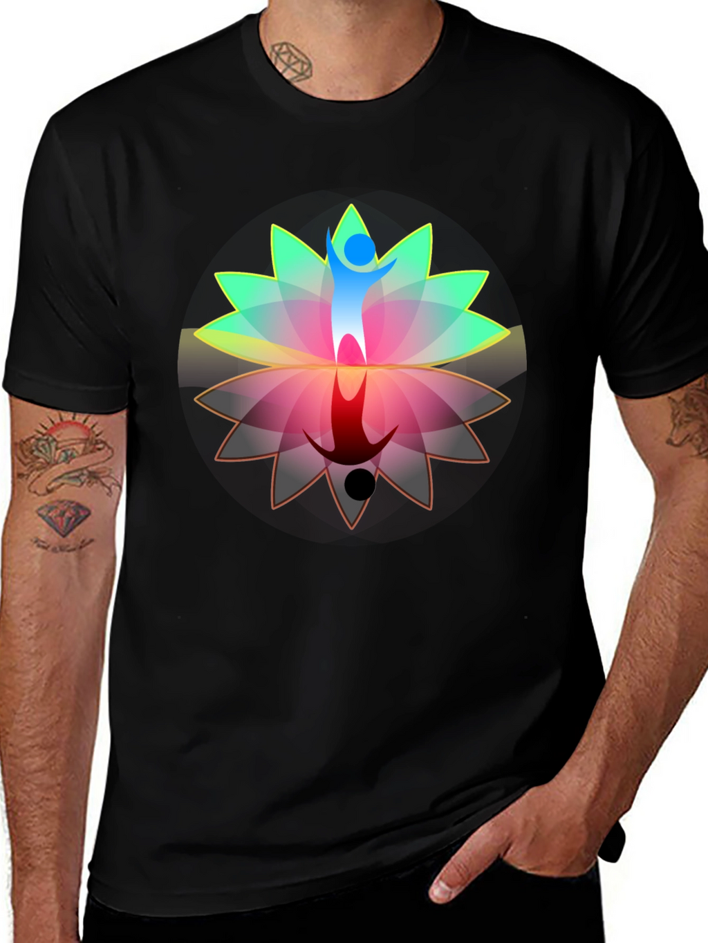 Lotus Reflection Graphic T-Shirt - Black