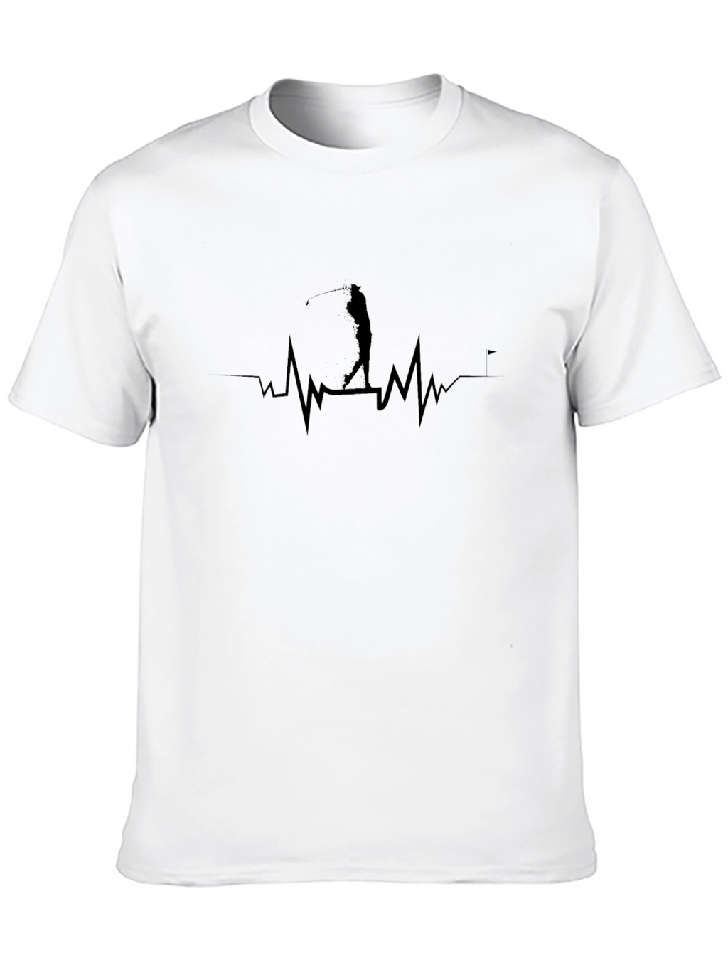 Golfer Heartbeat T-Shirt - Black Graphic Tee