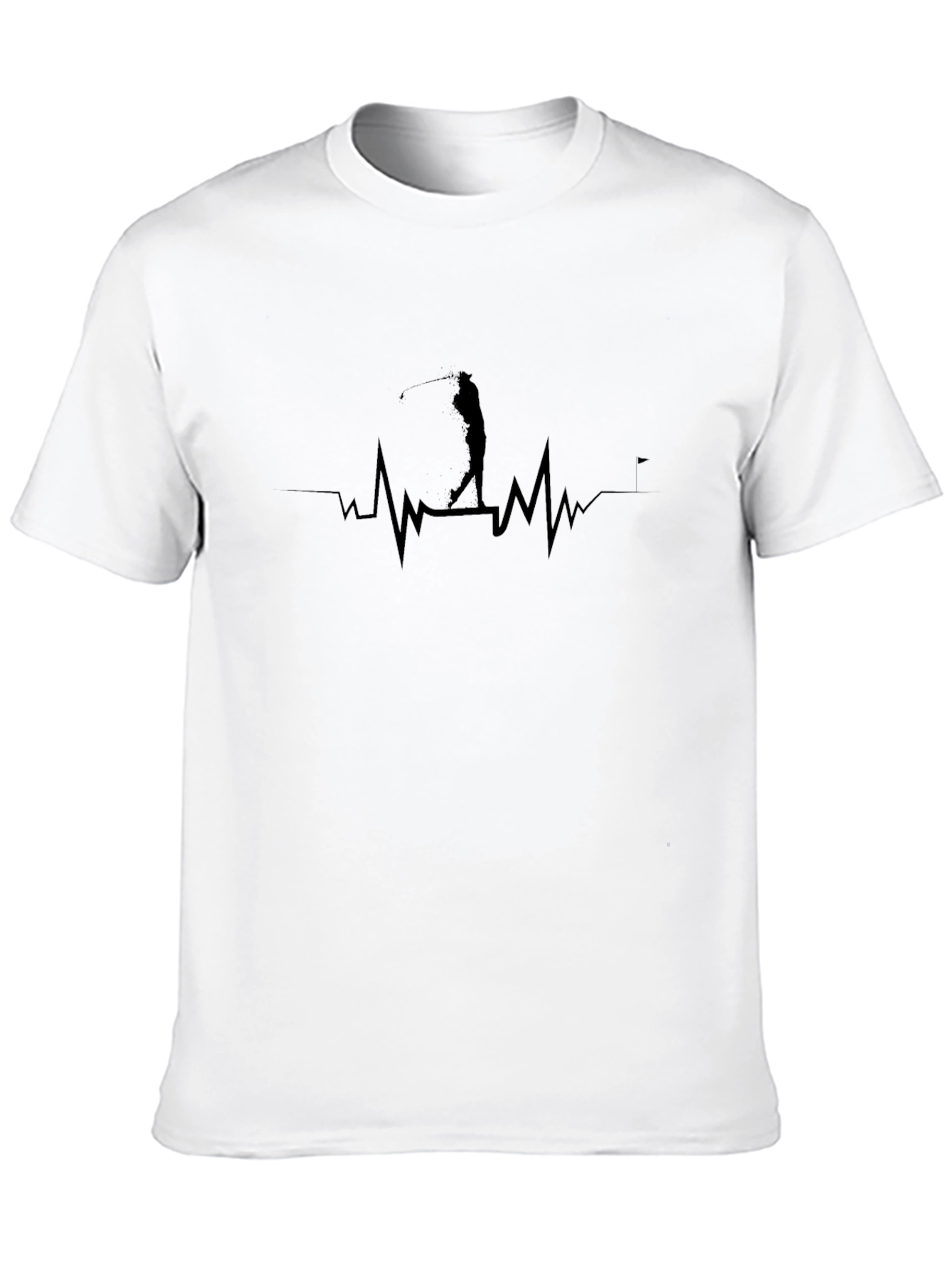 Golfer Heartbeat T-Shirt - Black Graphic Tee