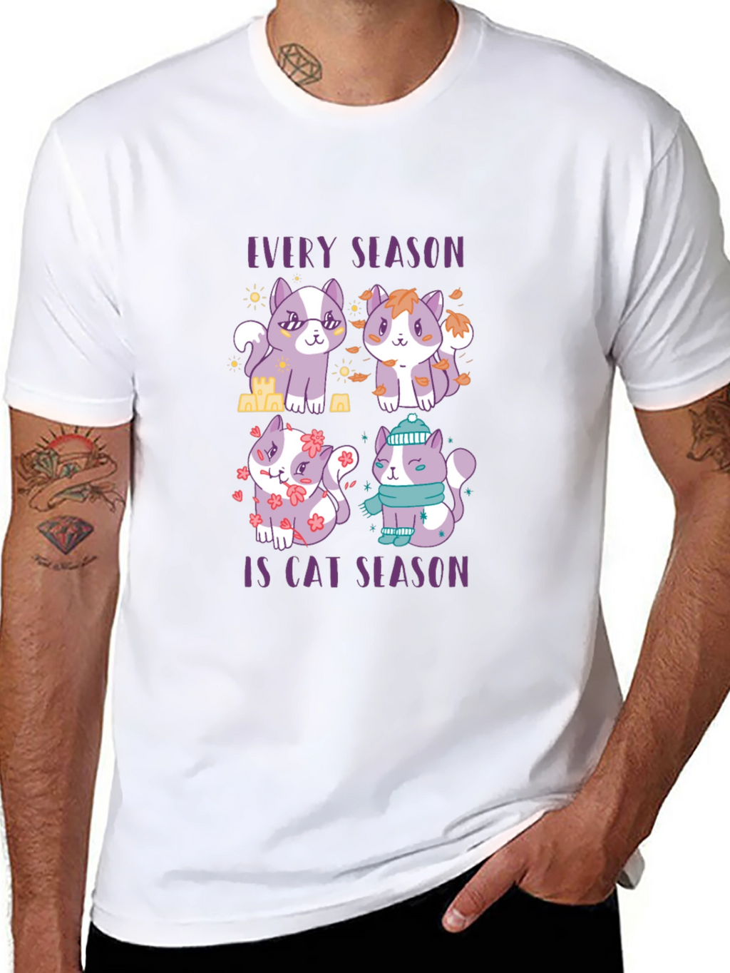 Every Season Is Cat Season Black T-Shirt