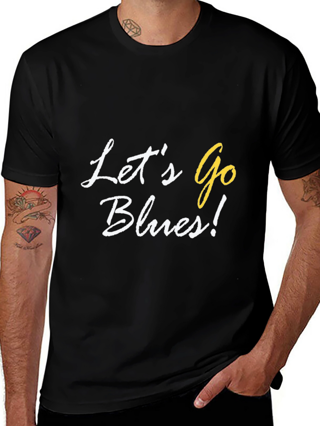 Lets Go Blues! Black Cotton Graphic Tee