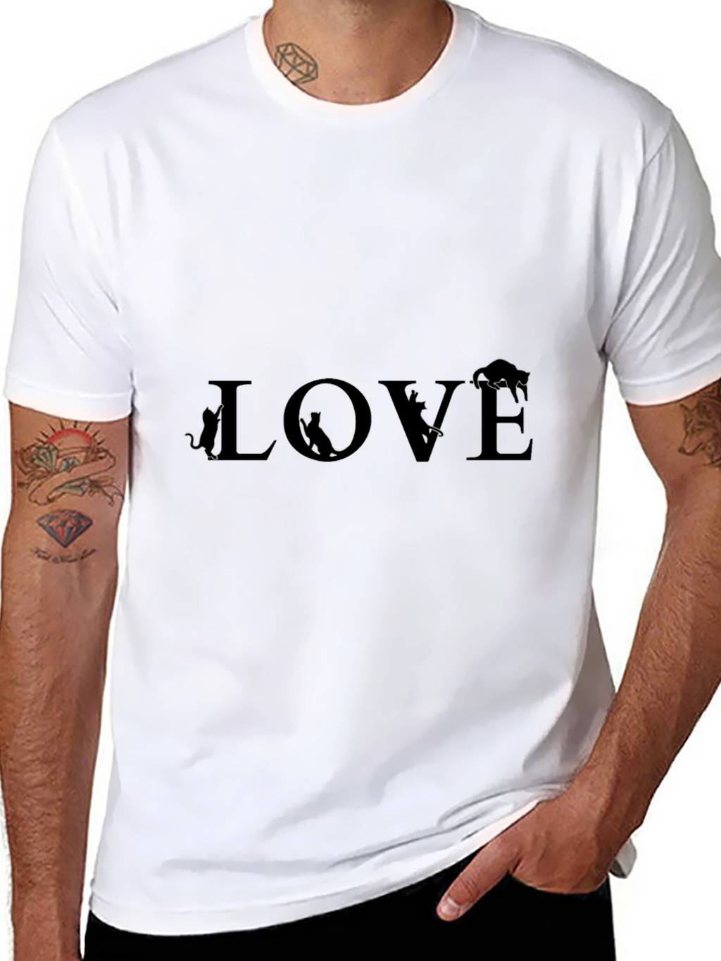 Love Cats Graphic T-Shirt - Black