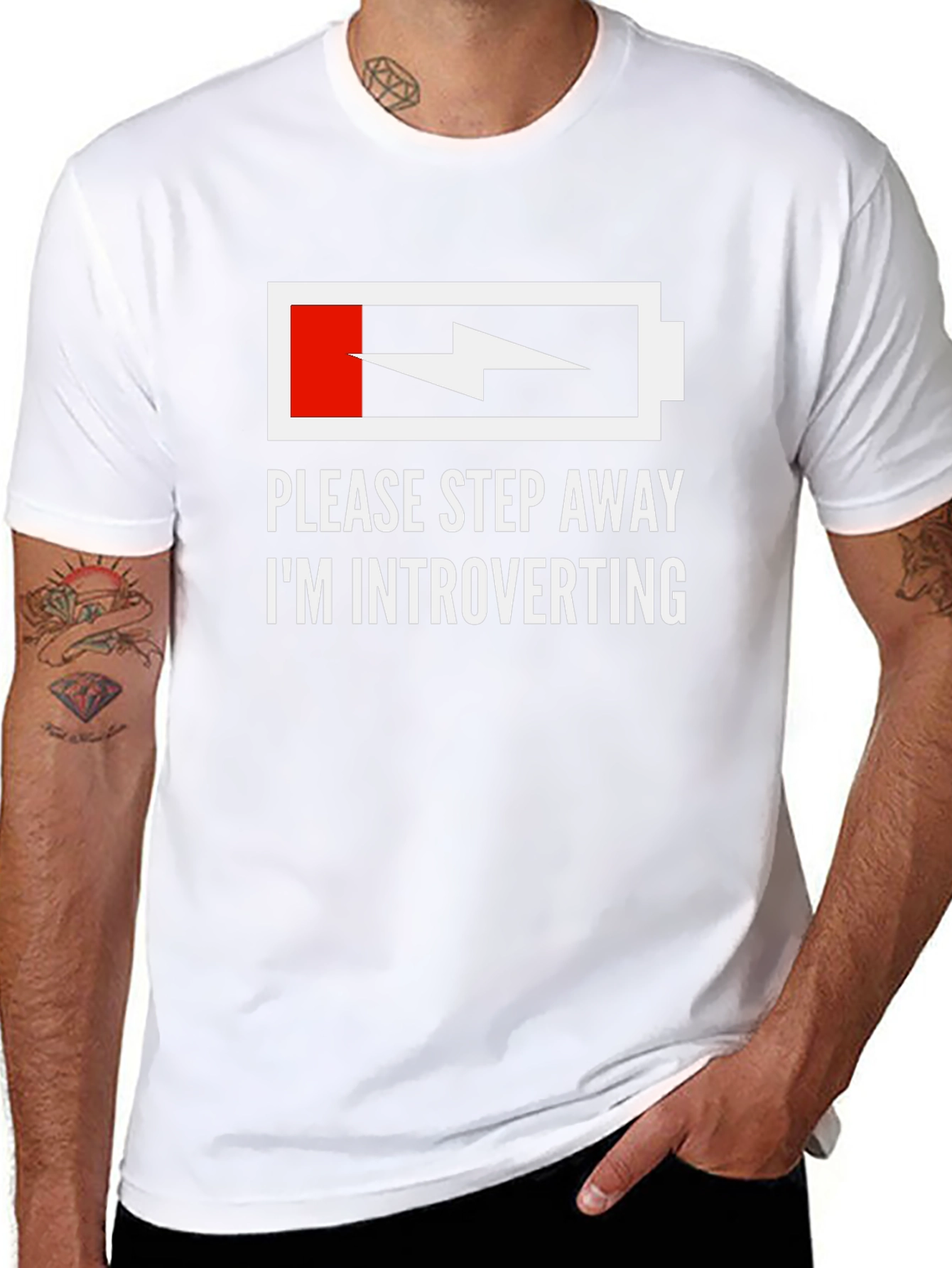 Introvert Humor T-Shirt - Low Battery Graphic Tee