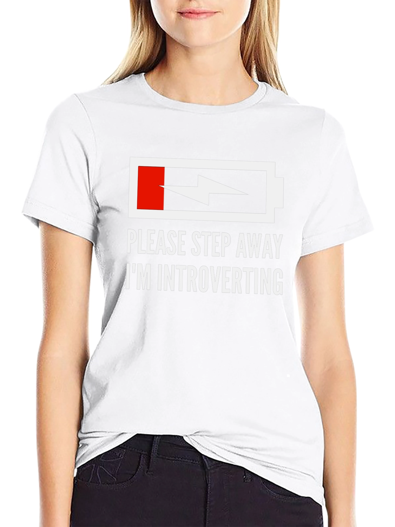 Introvert Humor T-Shirt - Low Battery Graphic Tee