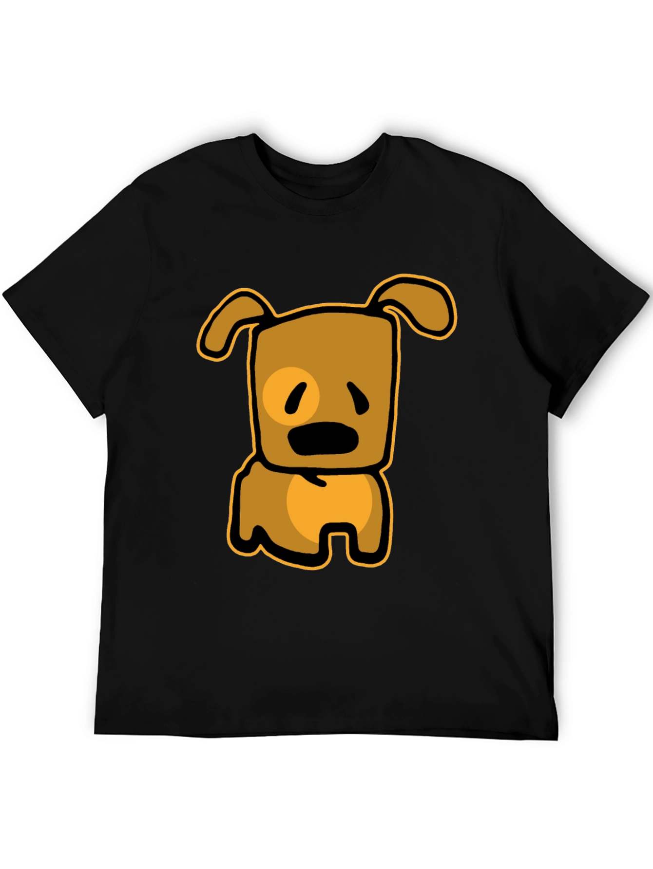 Cartoon Dog Graphic T-Shirt - Black