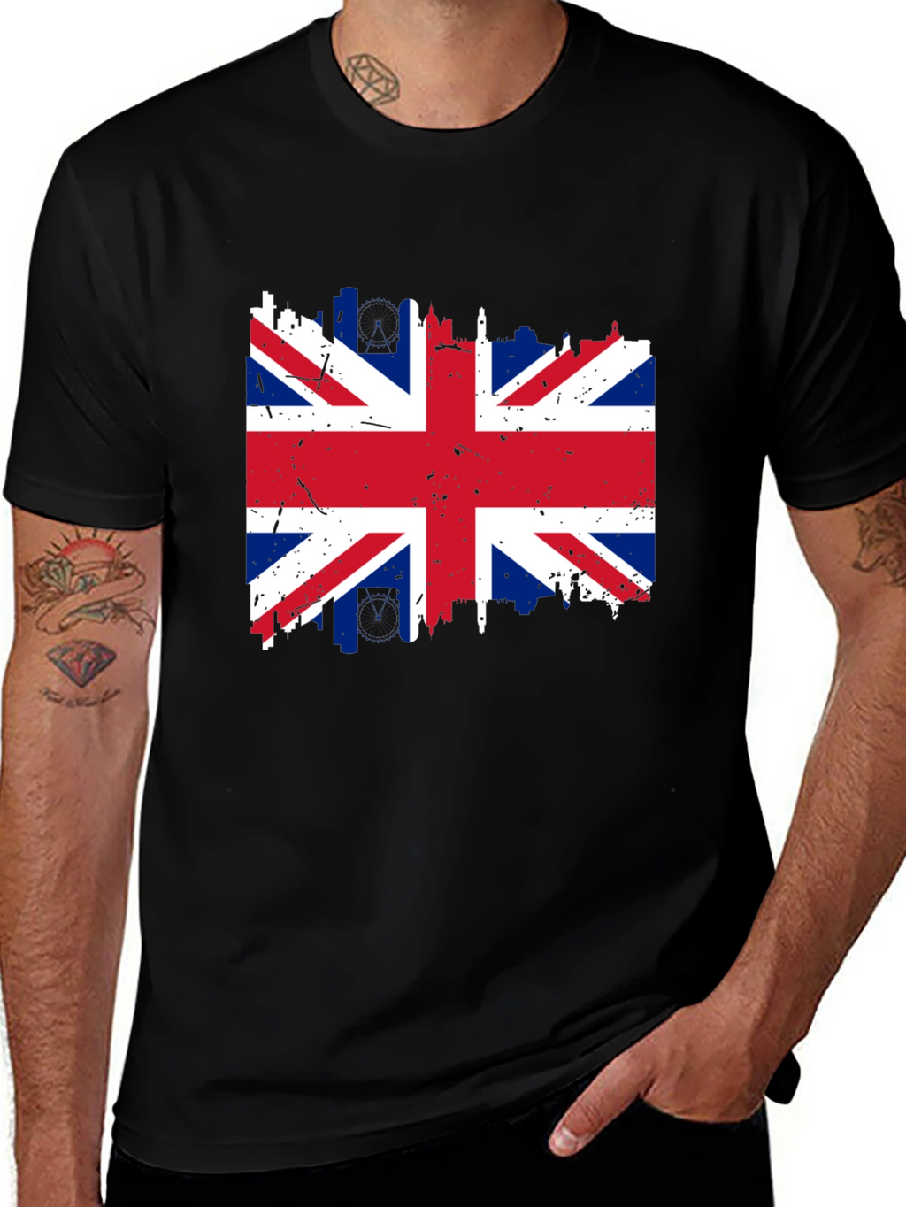 Union Jack Flag Graphic T-Shirt - Distressed Print