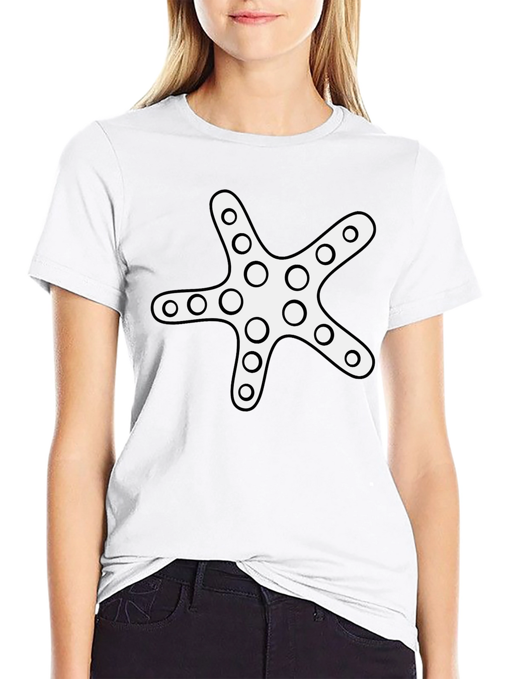 Starfish Graphic Tee - Black Cotton Casual Shirt