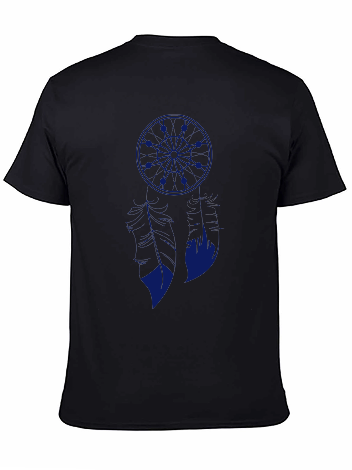 Blue Anime Graphic Print Black T-Shirt