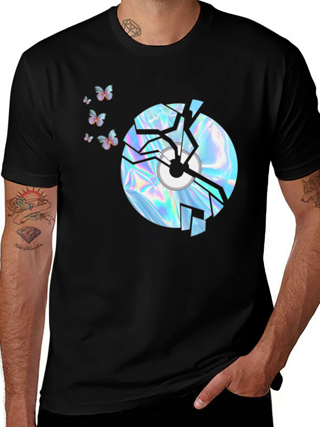 Broken CD Graphic T-Shirt - Black