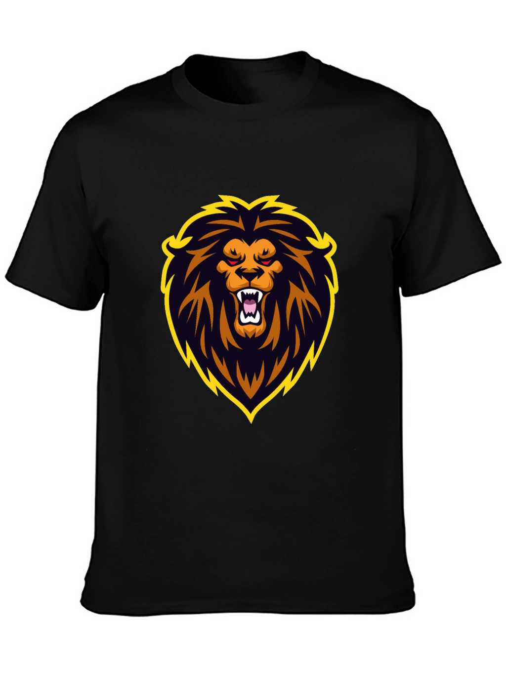 Black T-Shirt with Lion Graphic Design