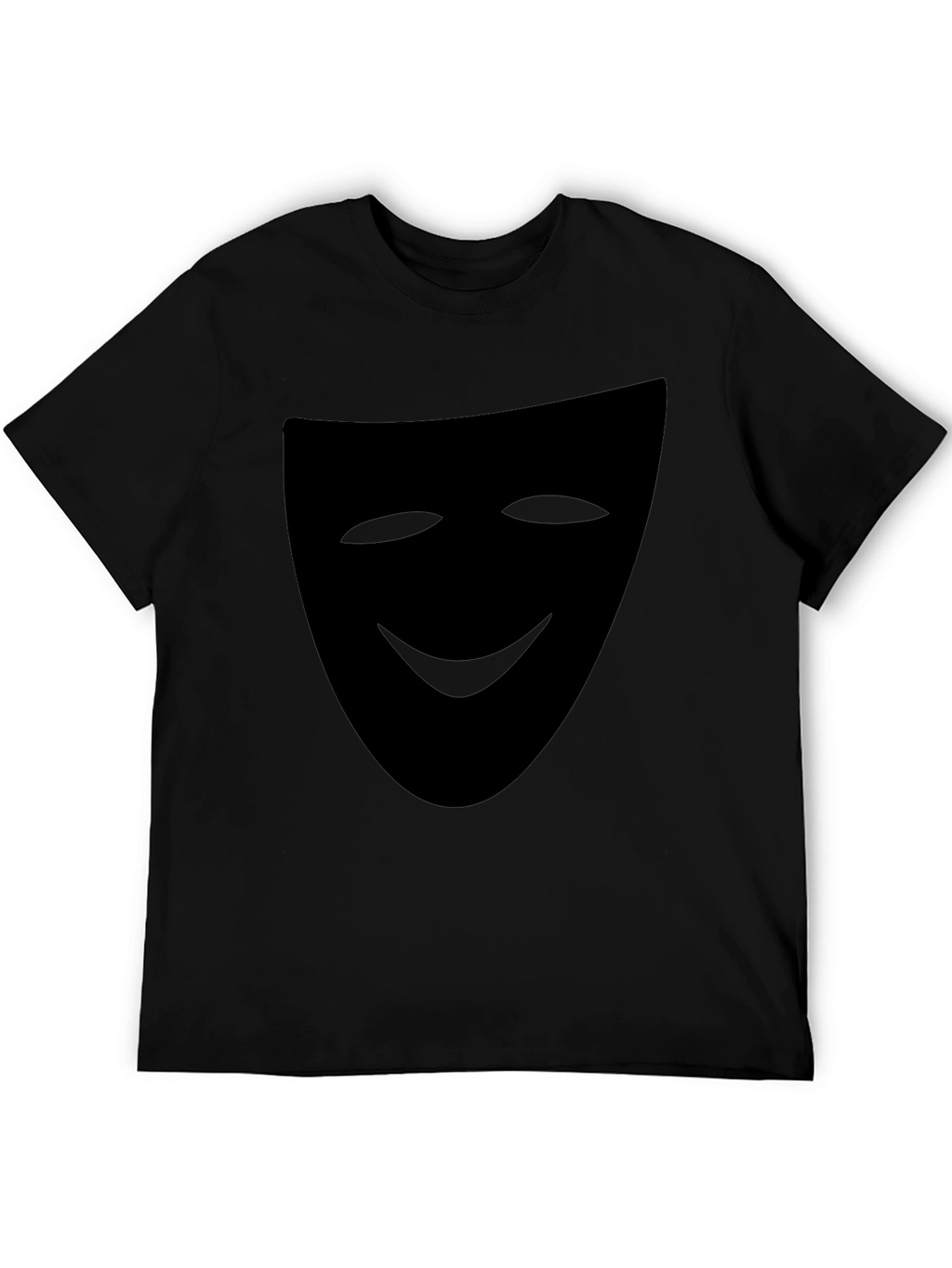 Smiling Mask Graphic Tee - Black Casual T-Shirt