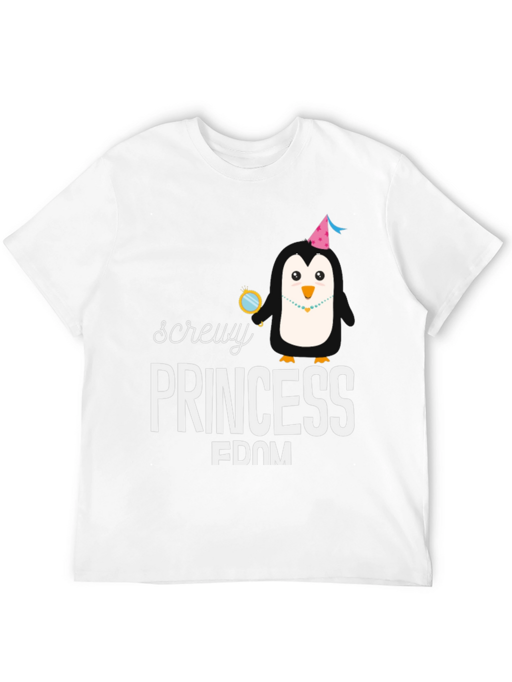Screw Princessdom T-Shirt with Penguin Graphic