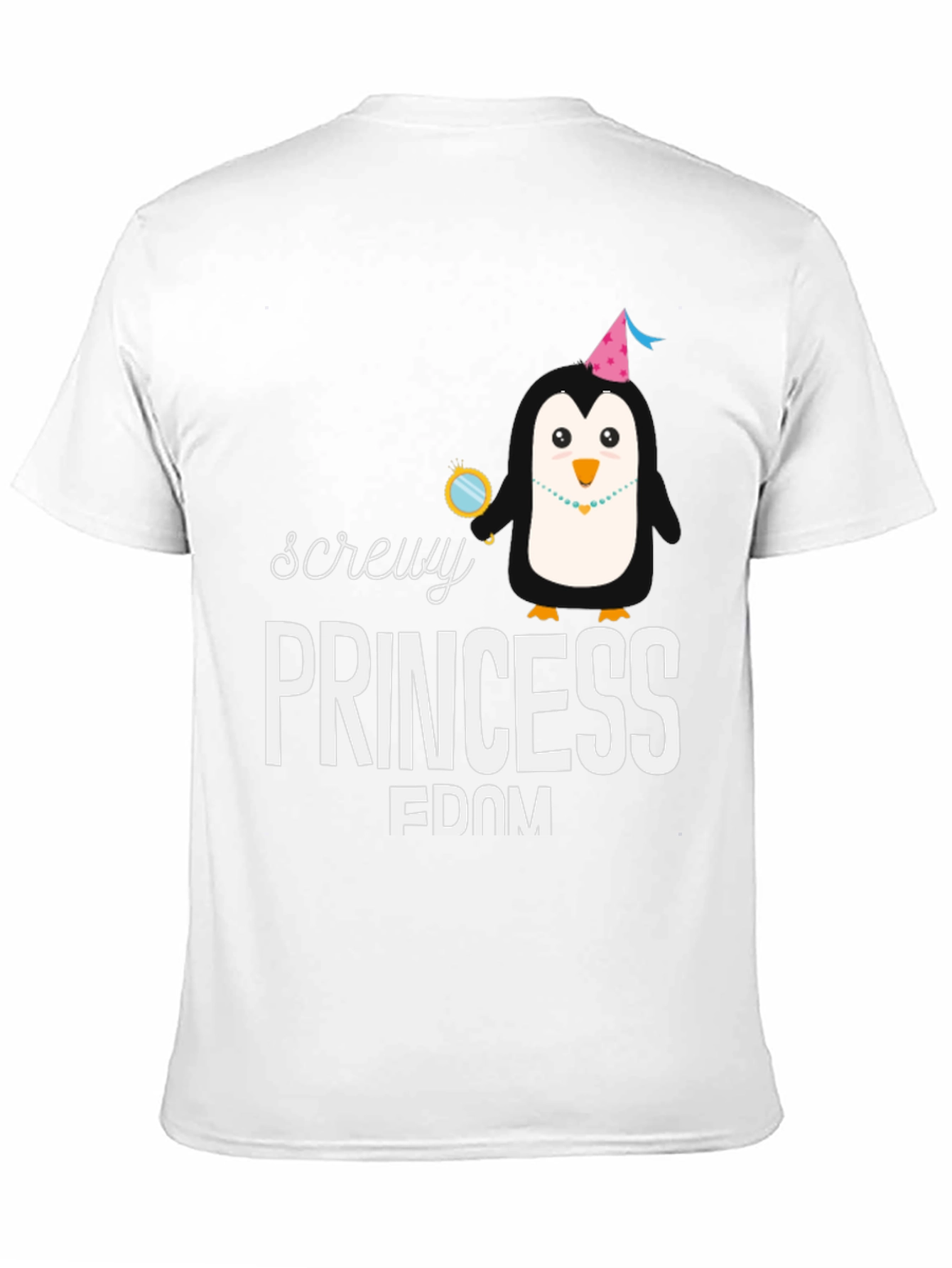 Screw Princessdom T-Shirt with Penguin Graphic