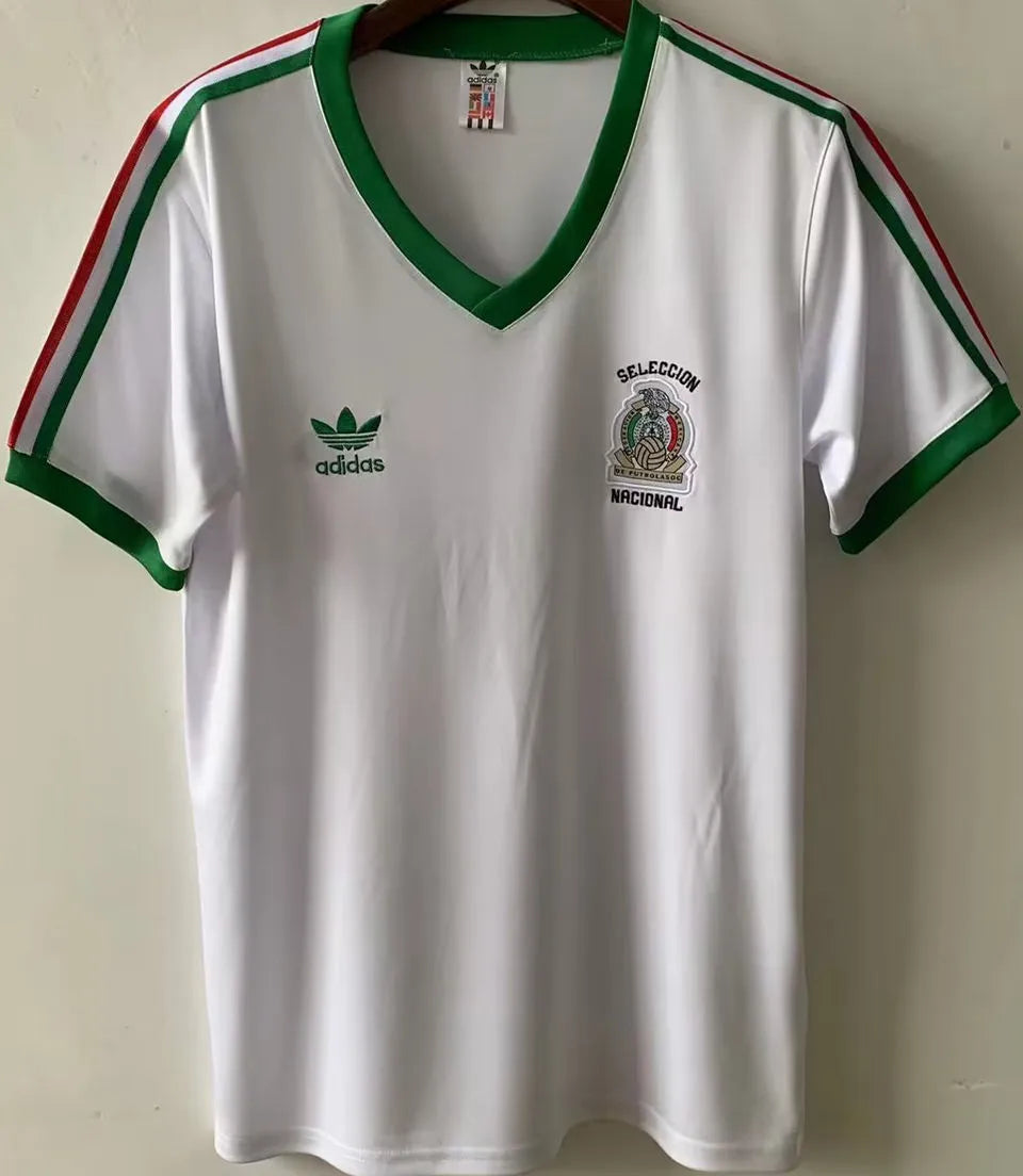 1983 Mexico Away White Retro Soccer Jersey Front