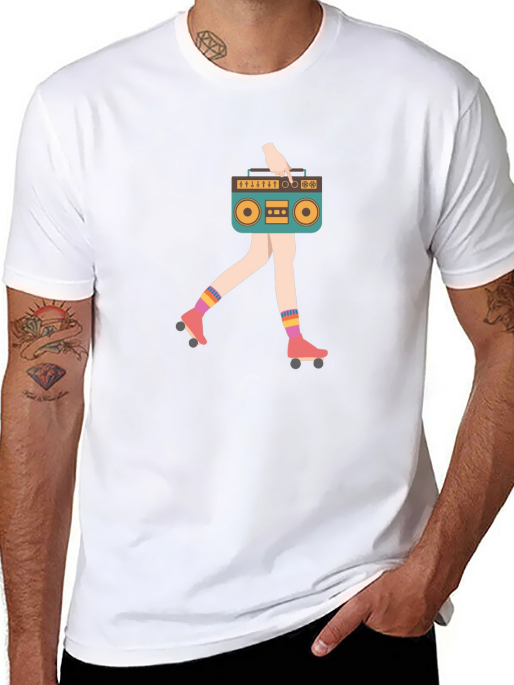Retro Boombox Roller Skate T-Shirt