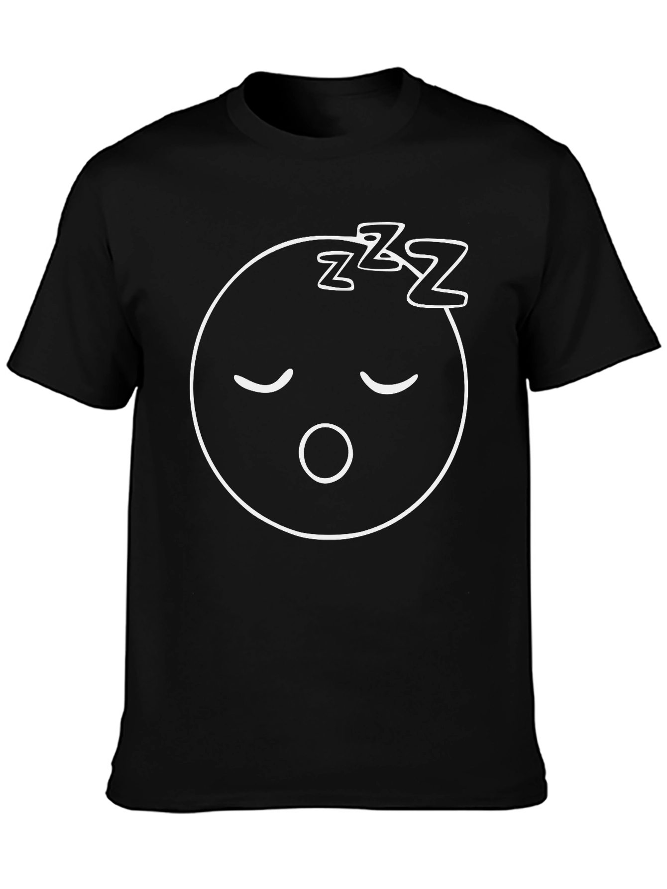 Sleepy Face Graphic Tee - Comfortable Black T-Shirt