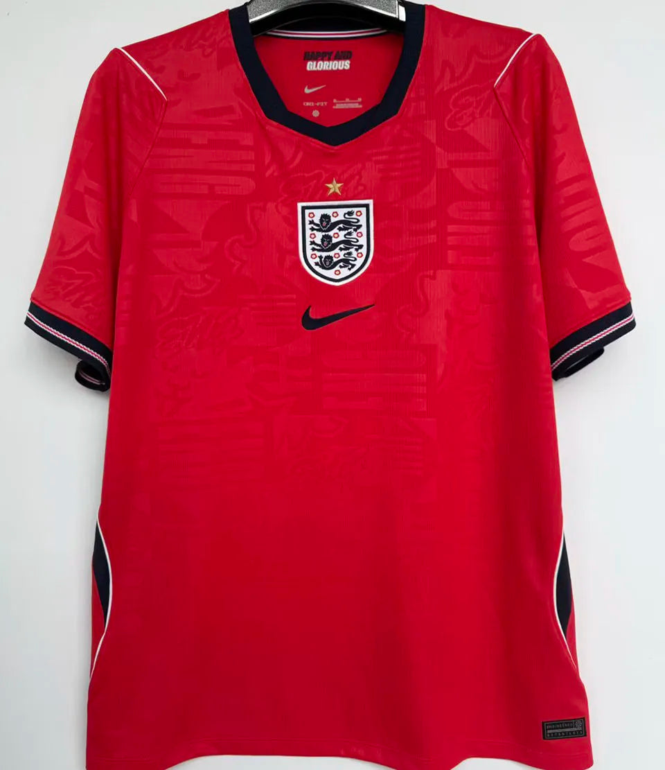 2026/27 England 1:1 Quality Away Red Fans Soccer Jersey (Have Right Patch 有右臂章 白底金字） Back