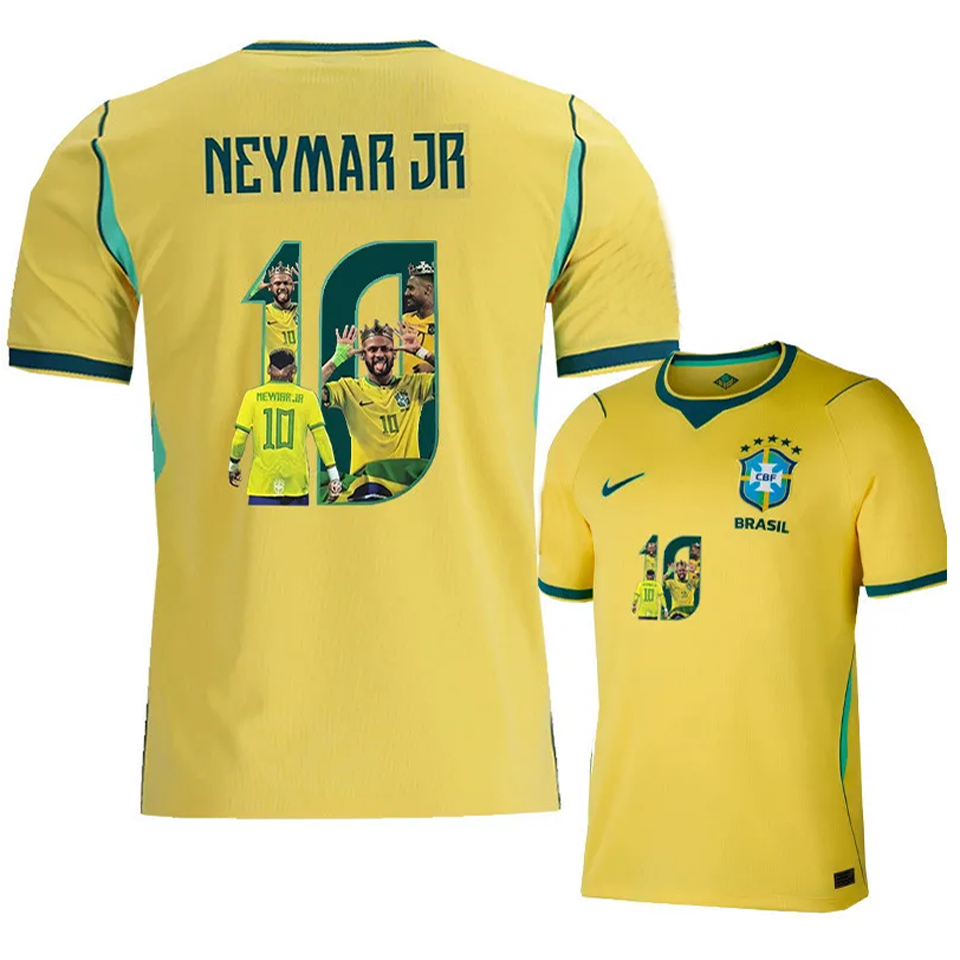 NEYMAR JR #10 Brazil 1:1 Quality Home Yellow Fans Soccer Jersey 2026/27 ★★ Item NO.: 2153185 Front