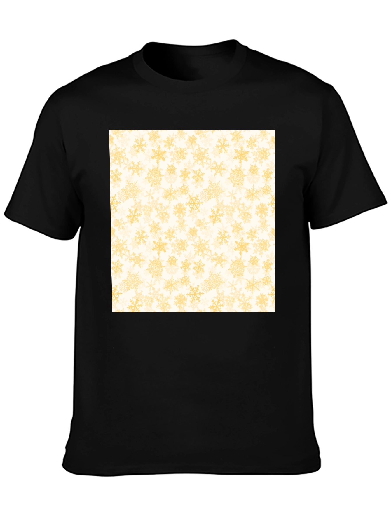 Snowflake Pattern Tee - Black Cotton Casual