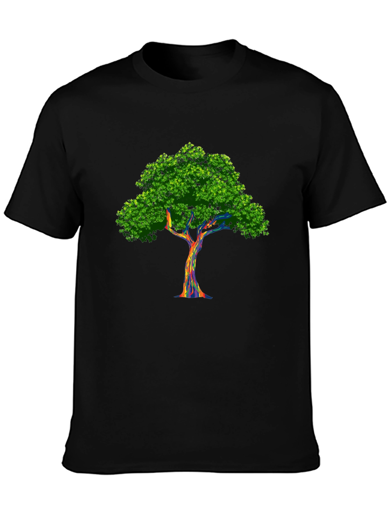 Rainbow Tree Graphic Black T-Shirt