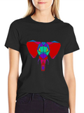 Geometric Elephant Graphic Tee - Unique Design