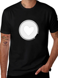 Heart Icon Graphic Tee - Black Cotton Casual Shirt