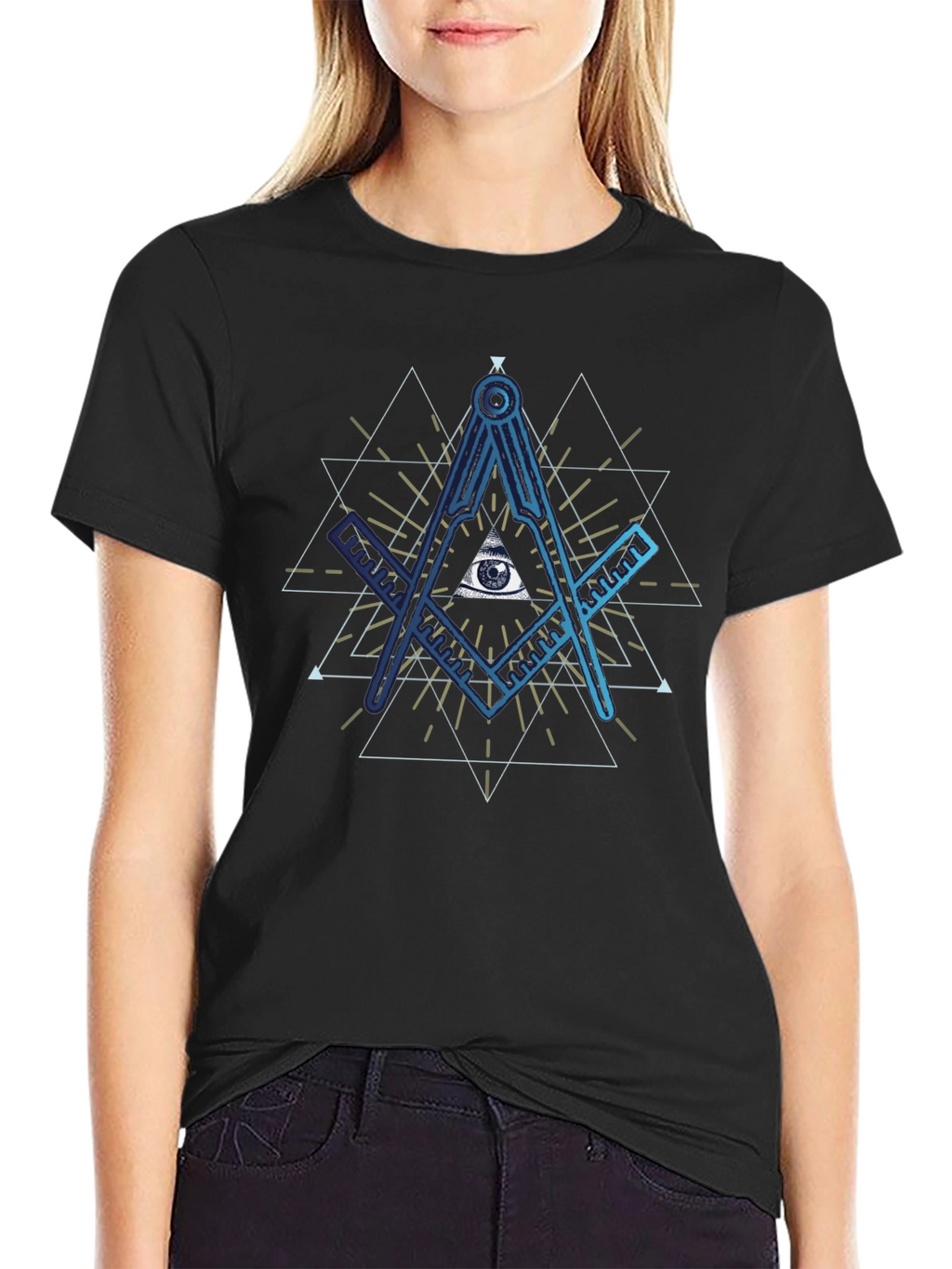 All Seeing Eye T-Shirt - Masonic Compass Design
