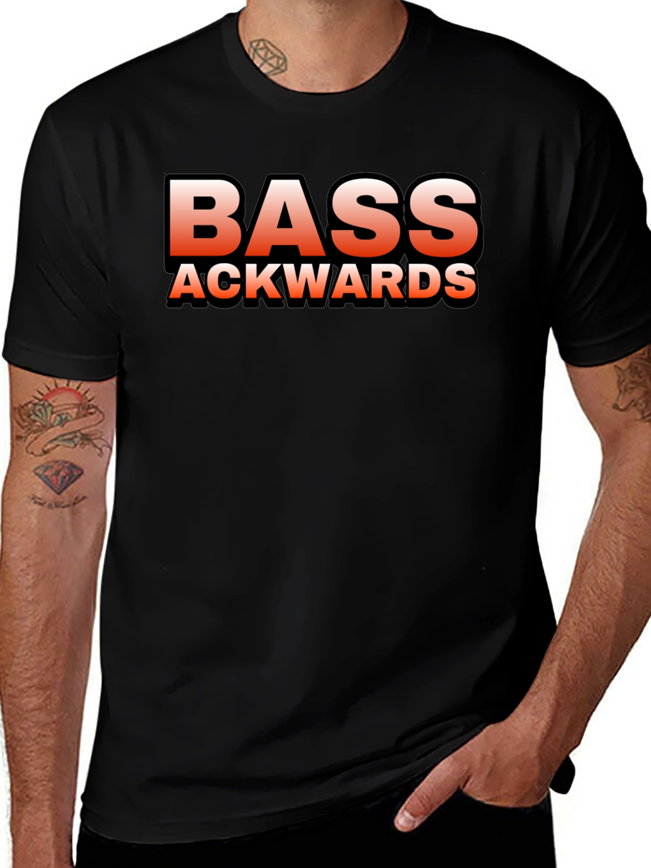 Bass Ackwards Black Graphic T-Shirt