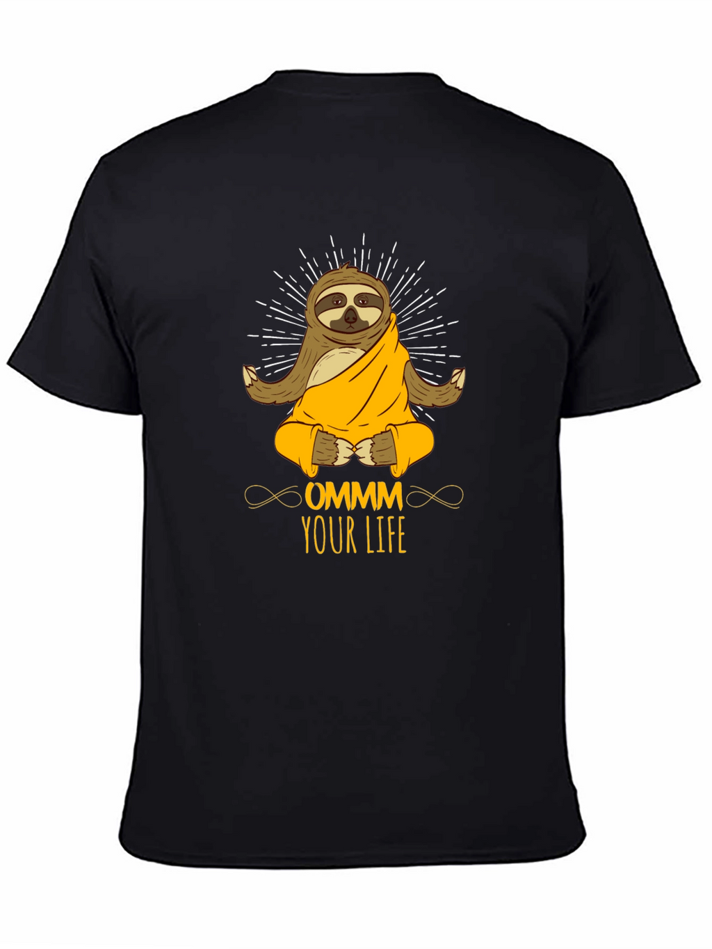 Ommm Your Life Sloth Meditation Black T-Shirt