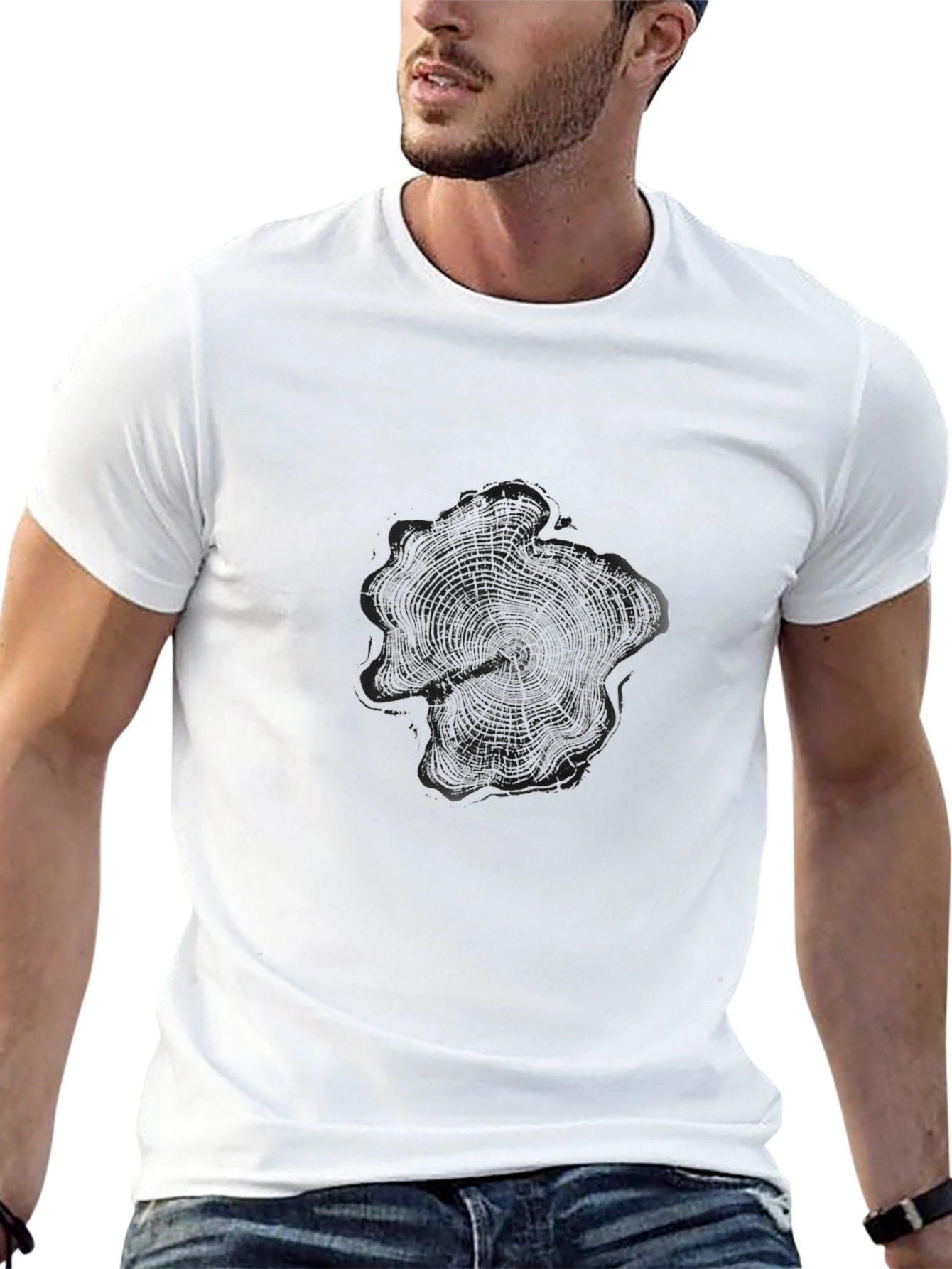 Black Tree Ring Graphic Tee - Nature Inspired