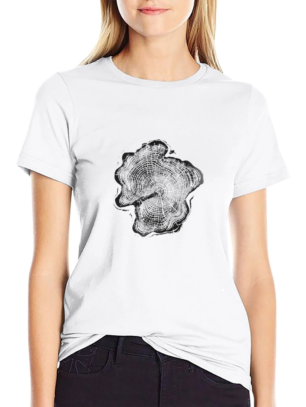 Black Tree Ring Graphic Tee - Nature Inspired