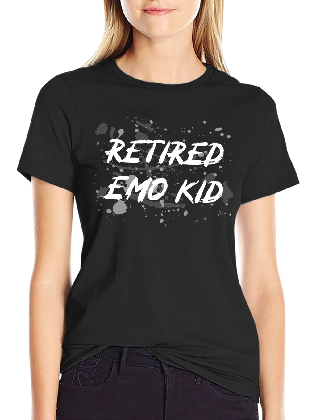 Retired Emo Kid Graphic T-Shirt - Black Casual Tee