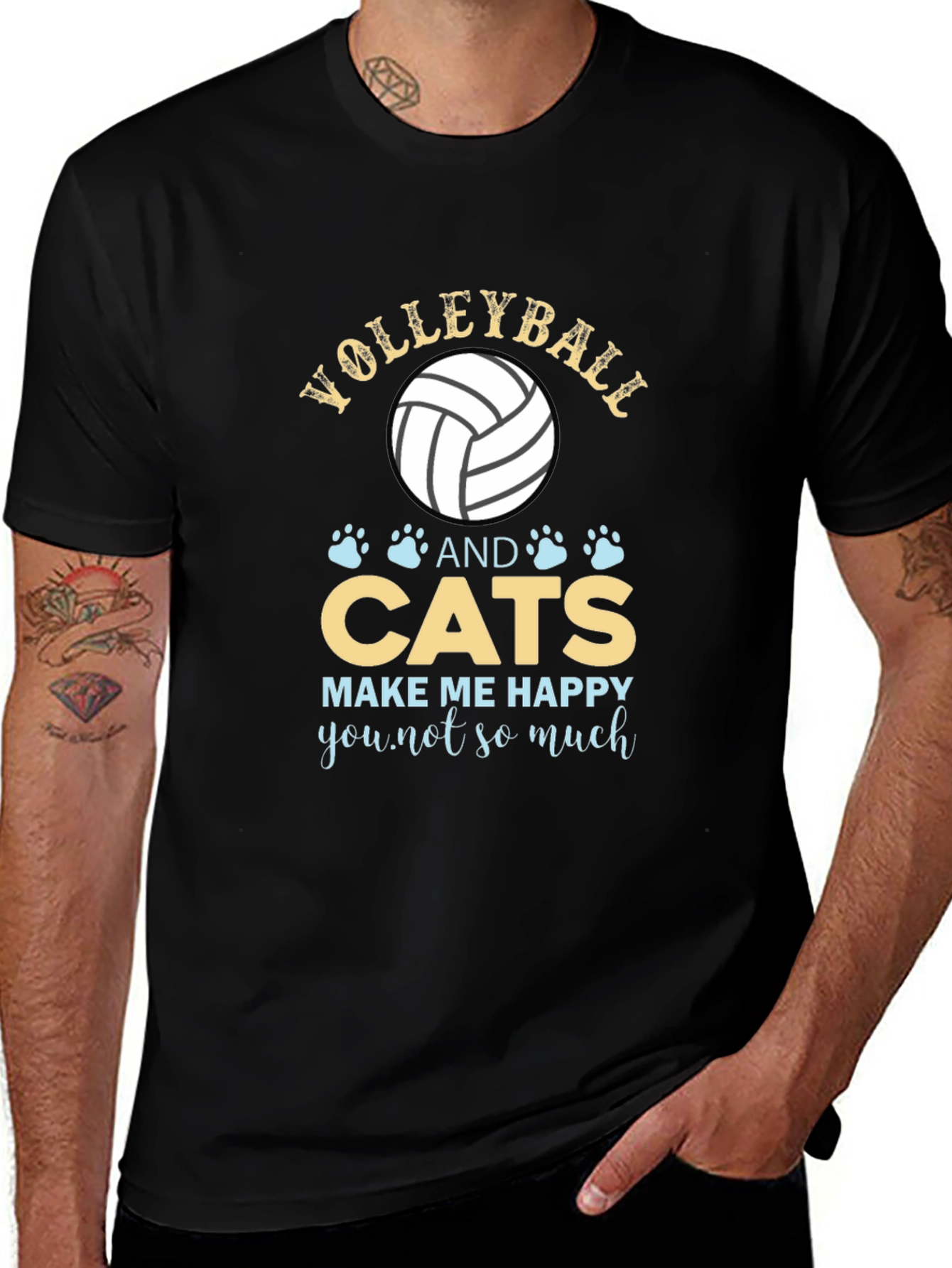 Volleyball and Cats Graphic T-Shirt