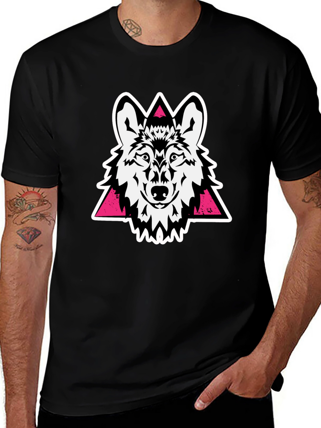 Wolf Graphic Tee - Black Cotton Blend
