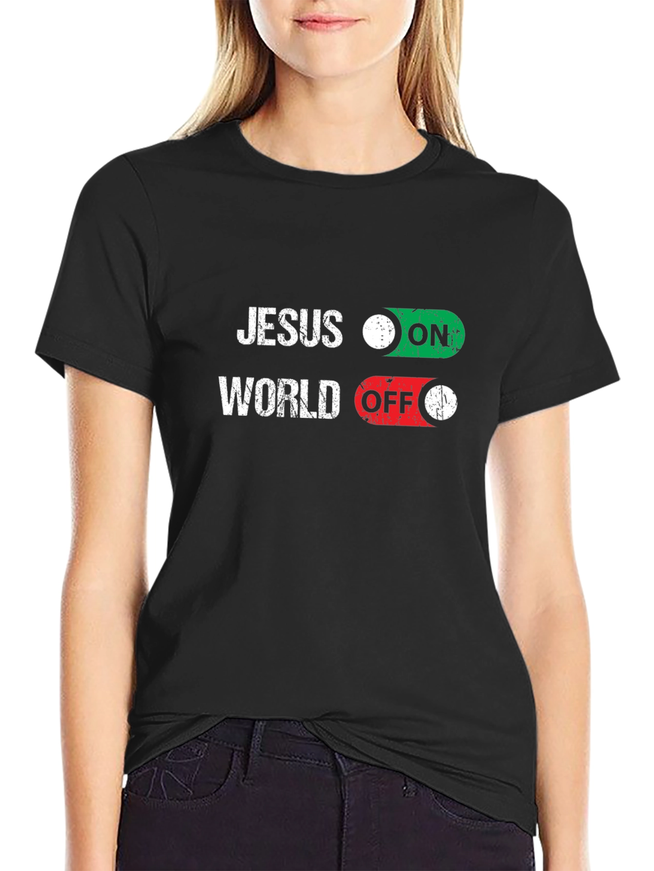 Jesus ON World OFF Graphic T-Shirt