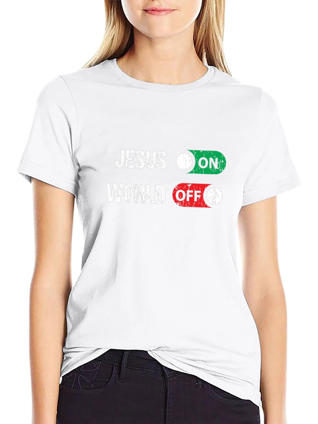 Jesus ON World OFF Graphic T-Shirt