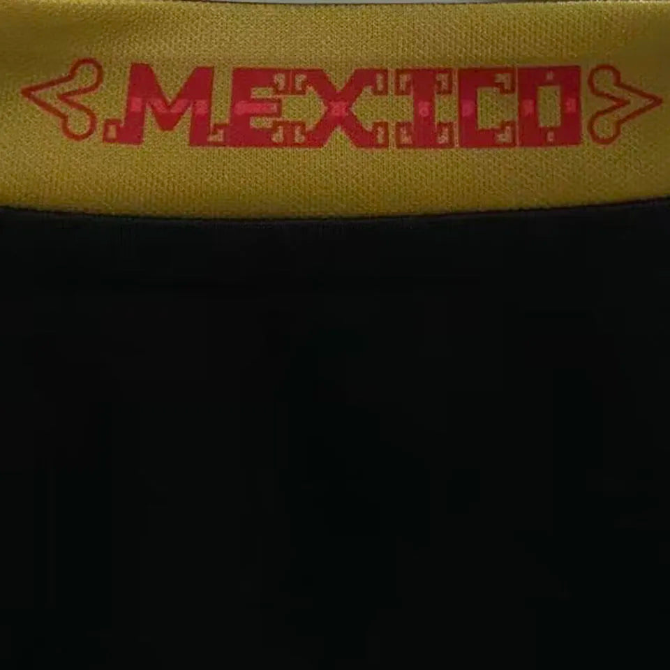 2011/12 Mexico Away Black Retro Long Sleeve Jersey Detail 2