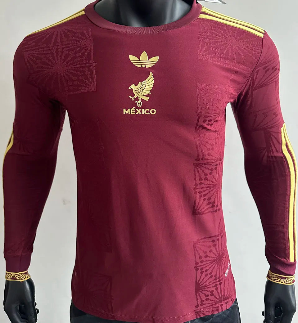 2025 Mexico Red Special Edition Player Version Long Sleever Jersey Front