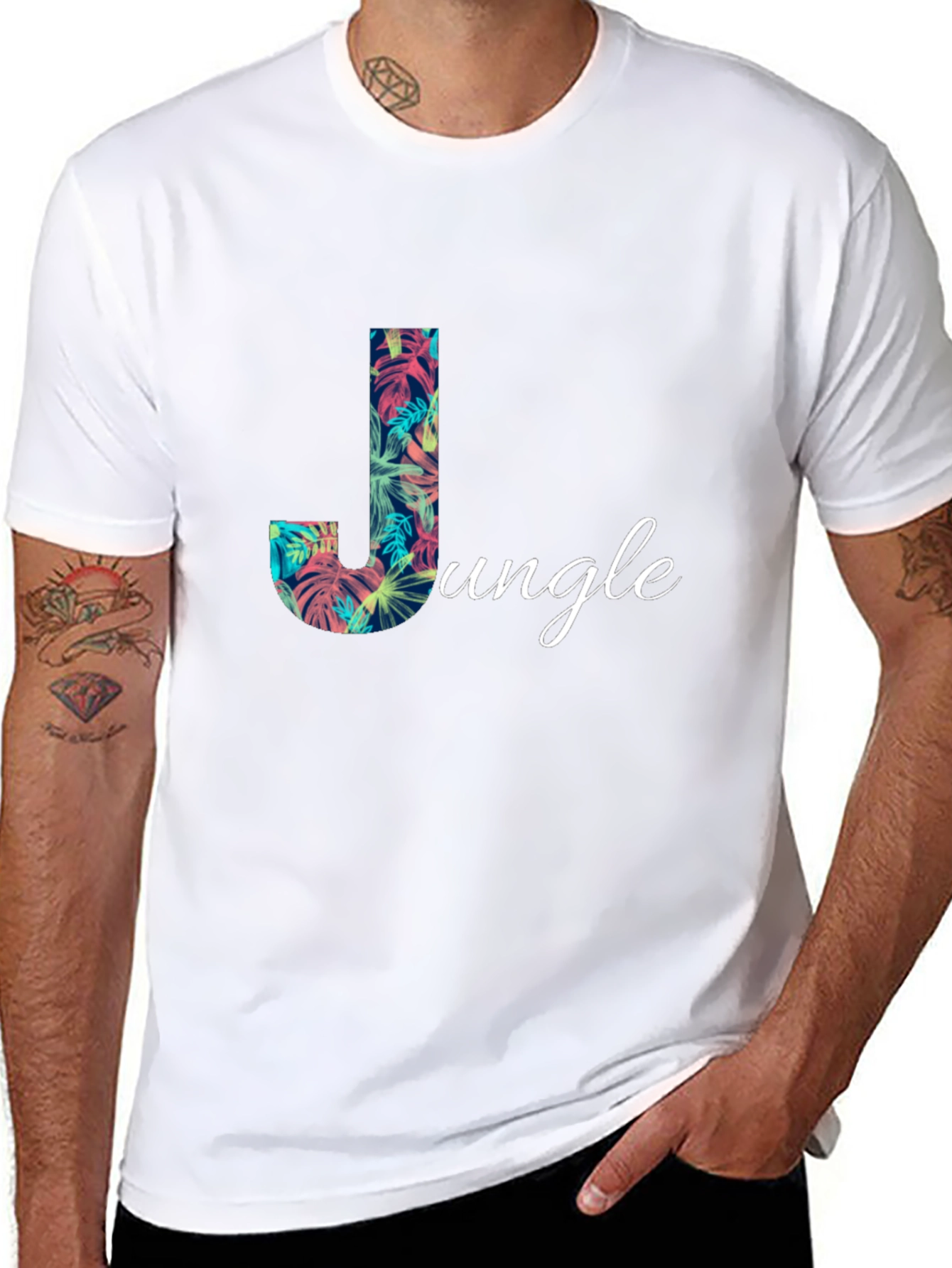 Jungle Print Black T-Shirt