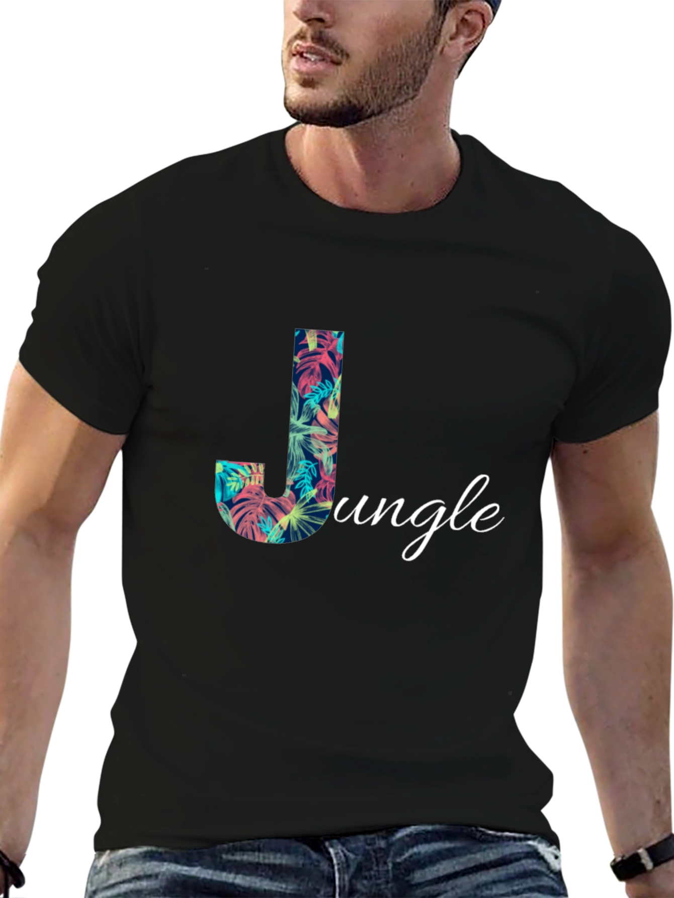 Jungle Print Black T-Shirt
