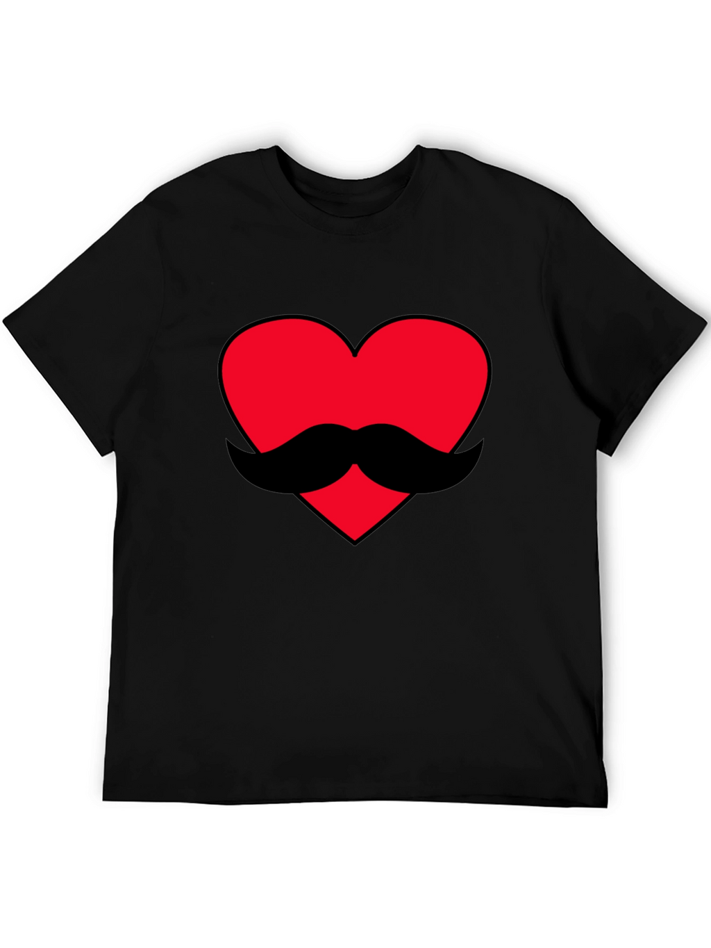 Heart Mustache Graphic Tee - Black