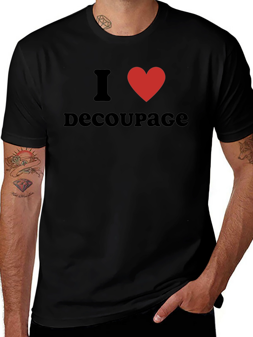 I Love Decoupage T-Shirt - Black Graphic Tee